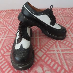 Gripfast Brogue Wingtips Oxford Leather Shoes Black White Steel Toe sz 9 RARE
